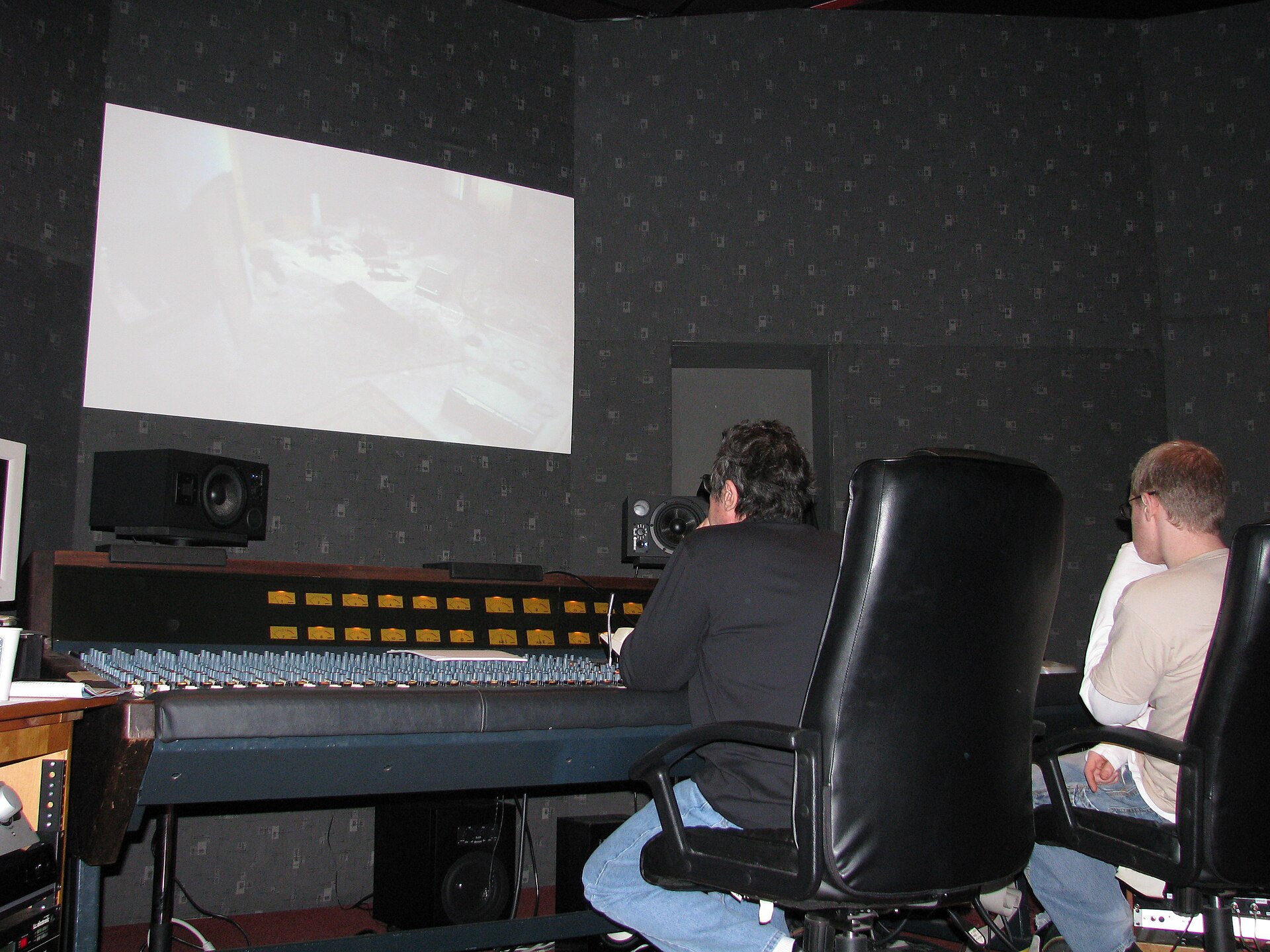 A recording studio control room